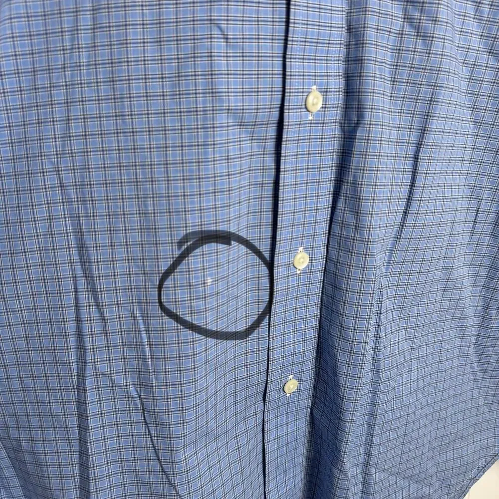 Lauren Ralph Lauren Mens Blue Checkered Button Down Long Sleeve 100% Cotton 16.5 - Picture 4 of 9